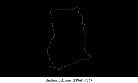 Ghana map vector illustration. Drawing with a white line on a black background.