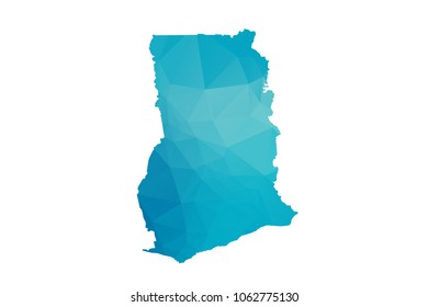 Ghana map vector illustration in polygonal style,Low poly design on white background