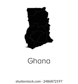 Ghana Map Vector Illustration - Silhouette, Outline, Ghana Travel and Tourism Map