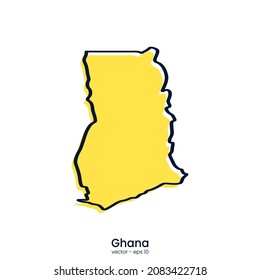 Ghana map vector illustration template design. Outline style.