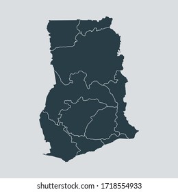 vector de mapa ghana, aislado en fondo gris