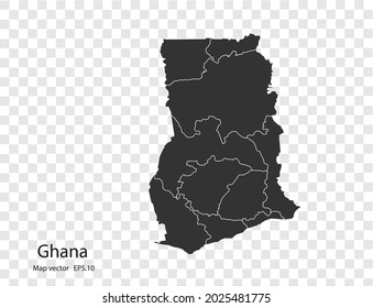 Ghana map vector, isolated on transparent background