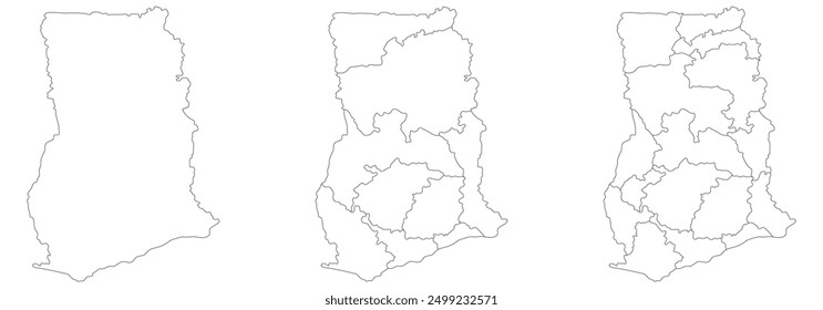 Ghana map. Map of Ghana in white set