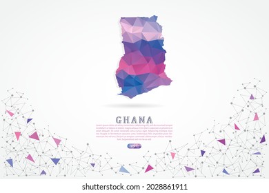 Mapa de Ghana - Mapa Mundial Plantilla vectorial Internacional con gradiente de color rosa poligonal aislado en fondo blanco para educación, sitio web, banner, infografía - Ilustración vectorial eps 10