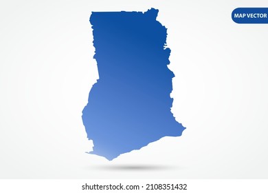 Ghana Map - World Map International vector template with Blue gradient color isolated on white background for design, education, website, infographic - Vector illustration eps 10