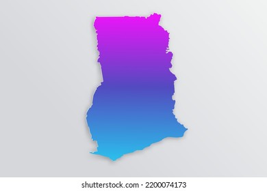 Ghana Map - World map International vector template with 3D, paper style including shadow and Gradient blue, purple color on grey background for design, infographic - Vector illustration eps 10