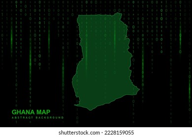 Ghana Map - World Map International vector template with Matrix green binary computer code background including light for design, website, hacker concept - Vector illustration eps 10