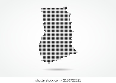 Ghana Map - World map vector template with Black pixel, grid, grunge, halftone style isolated on white background for education, infographic, design, banner - Vector illustration eps 10