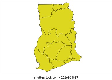 Ghana map. yellow Color on Backgound