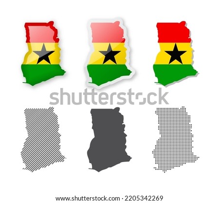 Ghana - Maps Collection. Six maps of different designs. Set of vector illustrations