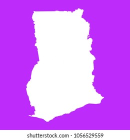 Ghana map-White map on purple background. Each city and border has separately. Vector illustration eps 10.