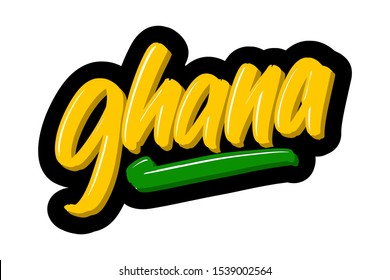 Ghana modern brush lettering text. Vector illustration logo for print and advertising