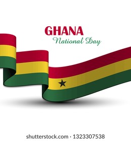 ghana national day with flag on white background, or independence day - vector