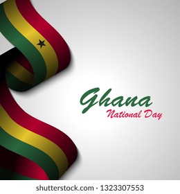 ghana national day with flag on white background, or independence day - vector