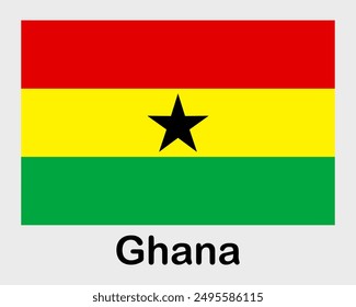 Ghana national flag. Banner, state symbol, flagpole.