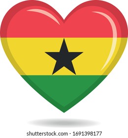 Ghana national flag in heart shape vector illustration