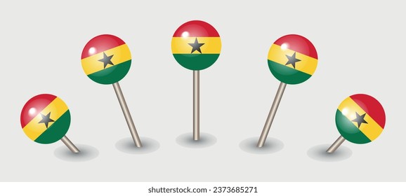 Ghana national flag map marker pin icon illustration