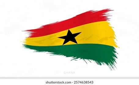 Ghana National Flag with Textured Brush Strokes. Artistic Brush Stroke Design.