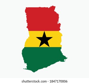 Ghana National Map mit Flaggengrafik