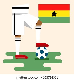 Ghana, national soccer uniform and flag, flat design