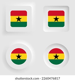 Ghana neumorphic graphic and label set. Element of impact for the use you want to make of it.