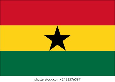 Vector de bandera oficial de Ghana con tamaño y proporción estándar. Emblema de la bandera nacional con tamaño y colores precisos.