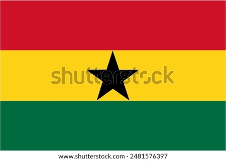Ghana official flag vector with standard size and proportion. National flag emblem with accurate size and colors.