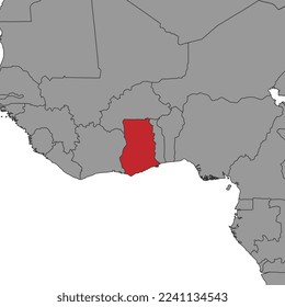 Ghana on world map. Vector illustration.