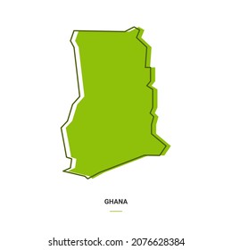 Ghana Outline Map with Green Colour. Modern Simple Line Cartoon Design - EPS 10 Vector