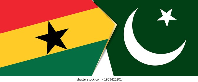 Banderas de Ghana y Pakistán, dos banderas vectoriales símbolo de relación o enfrentamiento.