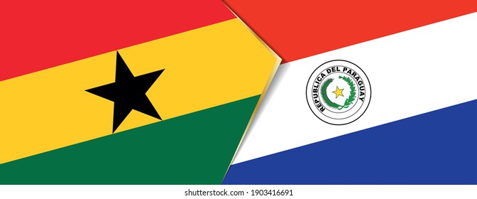 Banderas de Ghana y Paraguay, dos banderas vectoriales símbolo de relación o enfrentamiento.