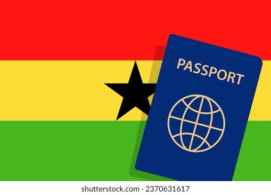 Ghana Passport. Ghana Flag Background. Vector