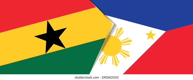 Ghana and Philippines flags, two vector flags symbol of relationship or confrontation.