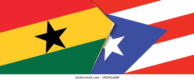 Ghana and Puerto Rico flags, two vector flags symbol of relationship or confrontation.
