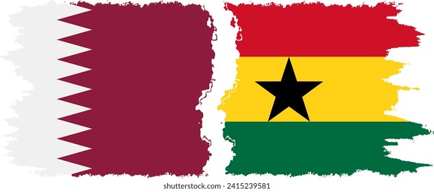 Ghana and Qatar grunge flags connection, vector