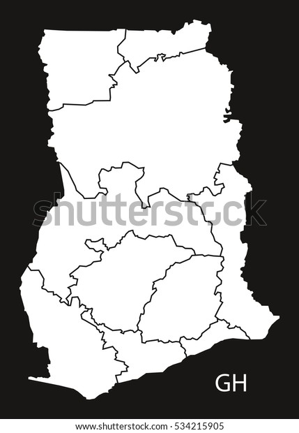 Ghana Regions Map Black White Illustration Stock Vector (Royalty Free ...