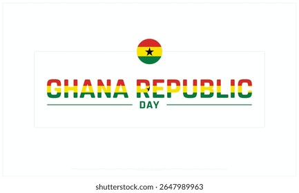 Projeto do Dia da República de Gana sobre fundo branco, Projeto tipográfico do Dia da República de Gana, Projeto vetorial do Dia da República de Gana, Dia da República de Gana