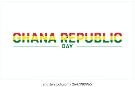 Projeto do Dia da República de Gana sobre fundo branco, Projeto tipográfico do Dia da República de Gana, Projeto vetorial do Dia da República de Gana, Dia da República de Gana