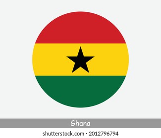 Ghana Round Circle Flag. Ghanaian Circular Button Banner Icon. EPS Vector svg