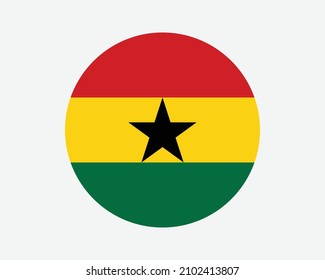 Ghana Round Country Flag. Ghanaian Circle National Flag. Republic of Ghana Circular Shape Button Banner. EPS Vector Illustration. svg