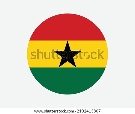 Ghana Round Country Flag. Ghanaian Circle National Flag. Republic of Ghana Circular Shape Button Banner. EPS Vector Illustration.