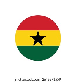 Ghana round flag icon for independence day celebration with transparent background in minimal vector graphic design	
