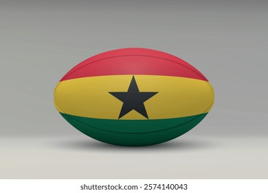 Ghana rugby ball featuring the national flag design on a gray background