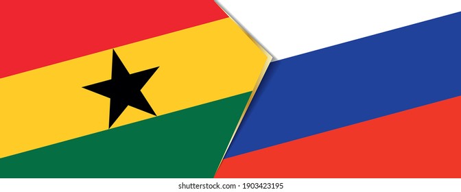 Ghana and Russia flags, two vector flags symbol of relationship or confrontation.