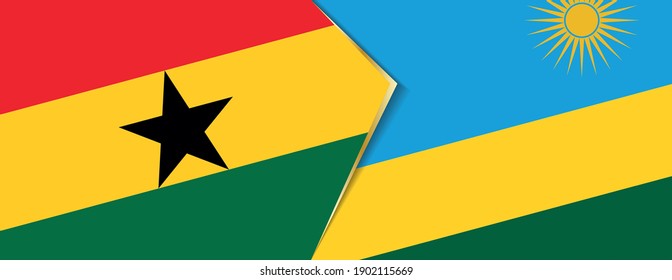 Ghana und Ruanda Flaggen, zwei Vektorfahnen Symbol für Beziehung oder Konfrontation.