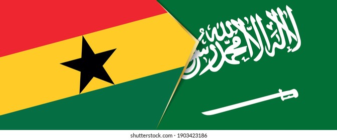 Ghana and Saudi Arabia flags, two vector flags symbol of relationship or confrontation.