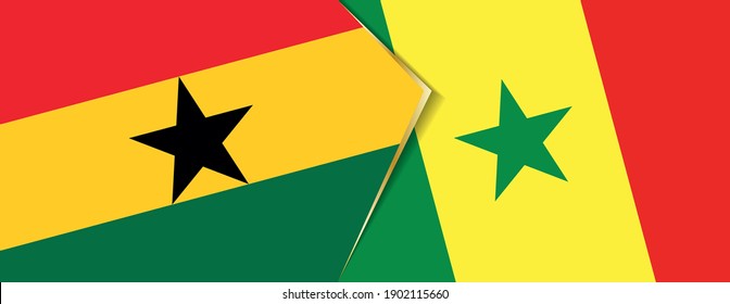 Ghana and Senegal flags, two vector flags symbol of relationship or confrontation.