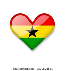 Ghana - Shiny Flag in the Form of Heart. Vector Illustration.