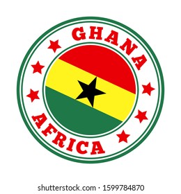 Ghana sign. Round country logo with flag of Ghana. Vector illustration.