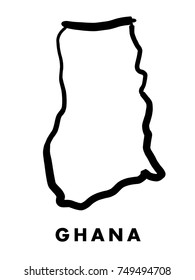 Ghana simple map outline - smooth simplified country shape map vector.